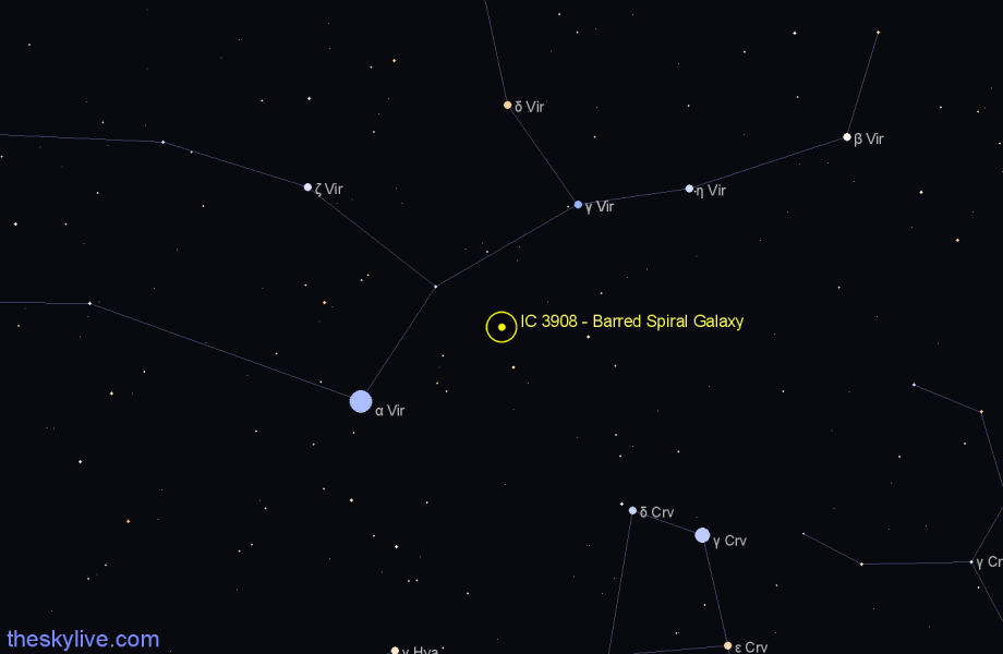 Finder chart IC 3908 - Barred Spiral Galaxy in Virgo star