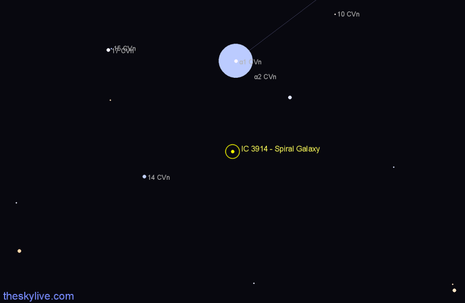Finder chart IC 3914 - Spiral Galaxy in Canes Venatici star