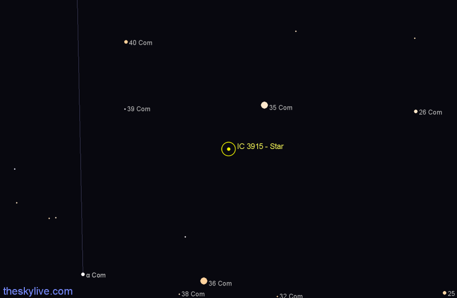 Finder chart IC 3915 - Star in Coma Berenices star