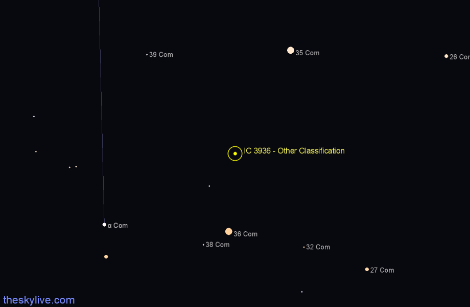 Finder chart IC 3936 - Other Classification in Coma Berenices star