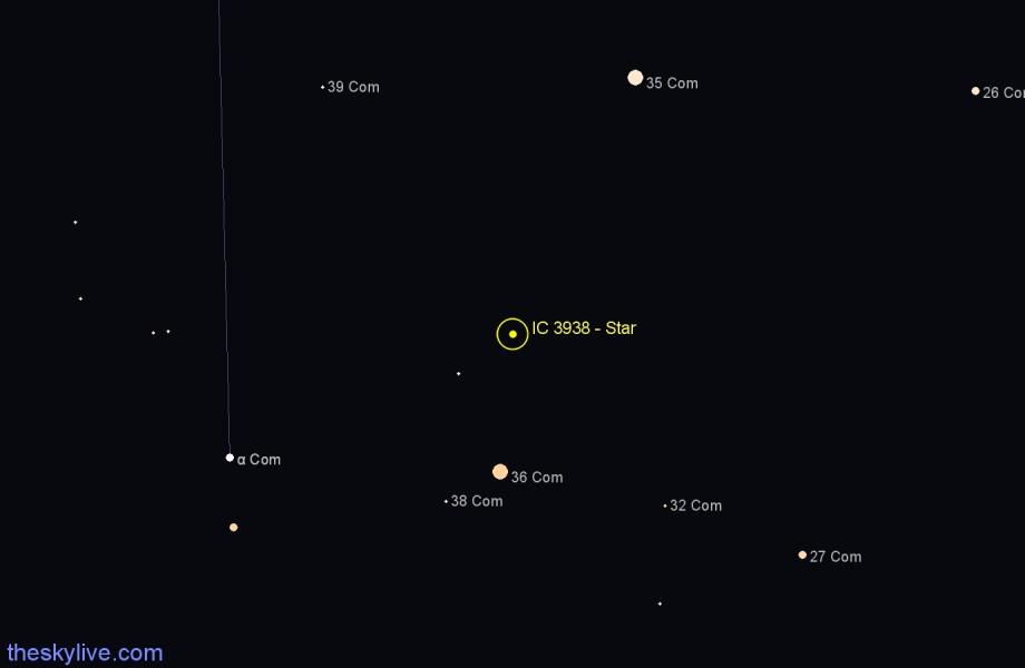 Finder chart IC 3938 - Star in Coma Berenices star