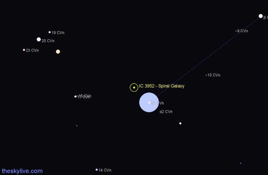 Finder chart IC 3952 - Spiral Galaxy in Canes Venatici star