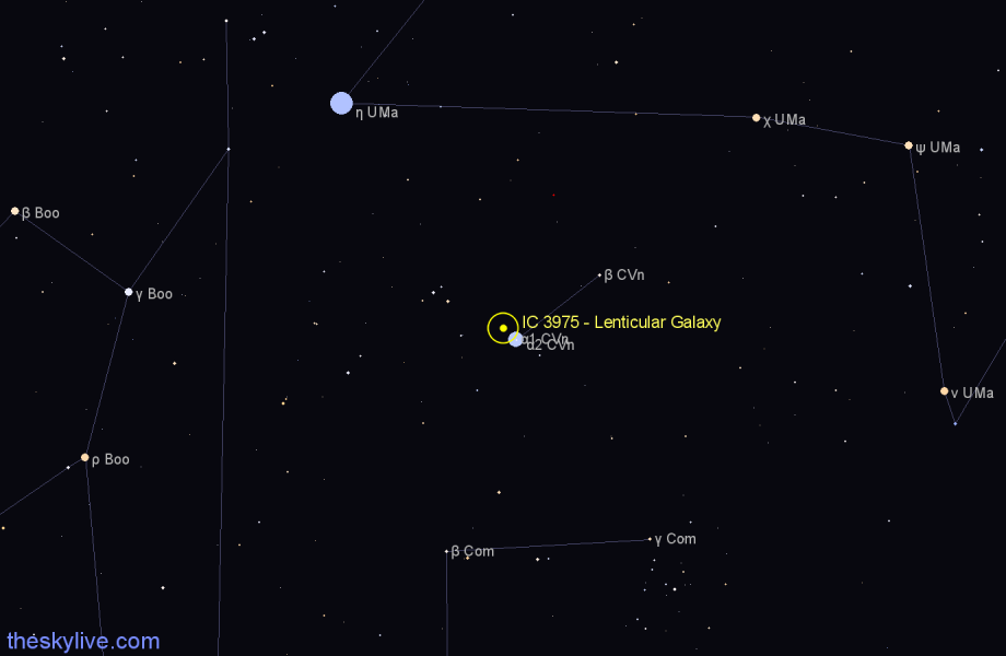 Finder chart IC 3975 - Lenticular Galaxy in Canes Venatici star
