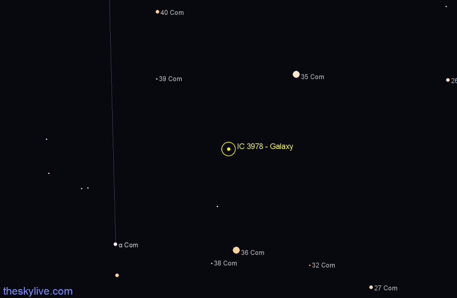 Finder chart IC 3978 - Galaxy in Coma Berenices star