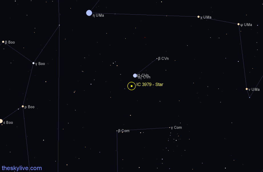 Finder chart IC 3979 - Star in Canes Venatici star