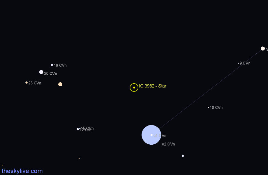 Finder chart IC 3982 - Star in Canes Venatici star