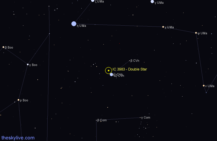 Finder chart IC 3983 - Double Star in Canes Venatici star