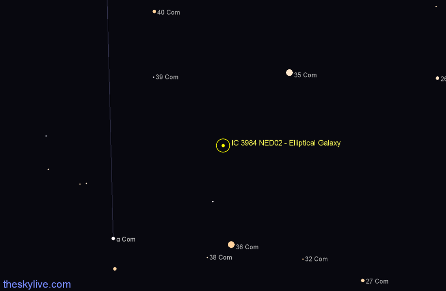Finder chart IC 3984 NED02 - Elliptical Galaxy in Coma Berenices star