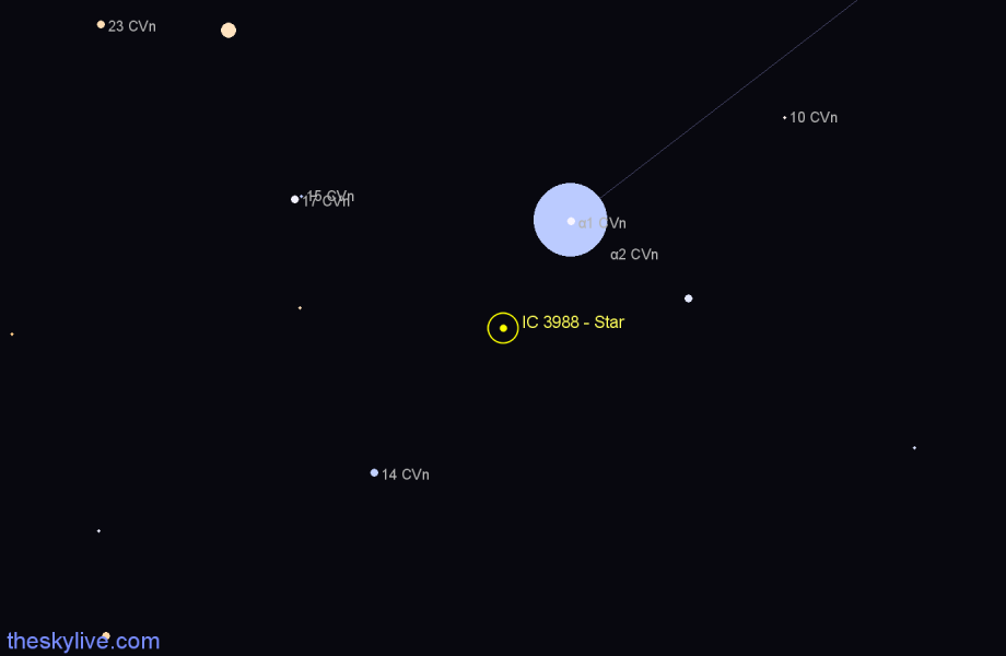 Finder chart IC 3988 - Star in Canes Venatici star