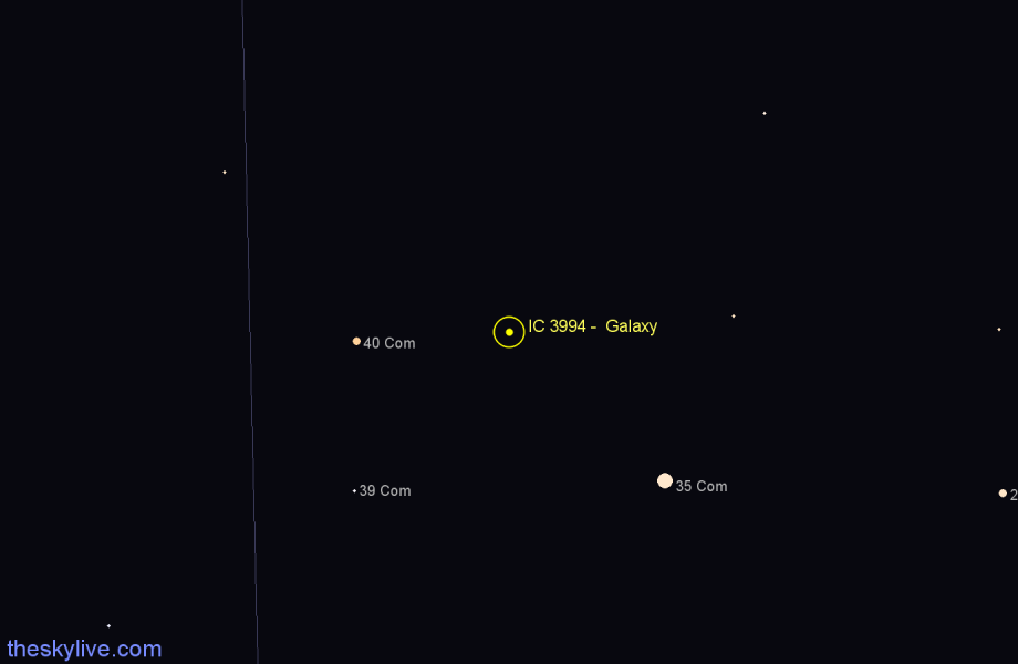 Finder chart IC 3994 -  Galaxy in Coma Berenices star