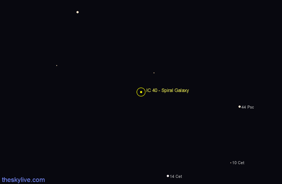 Finder chart IC 40 - Spiral Galaxy in Cetus star