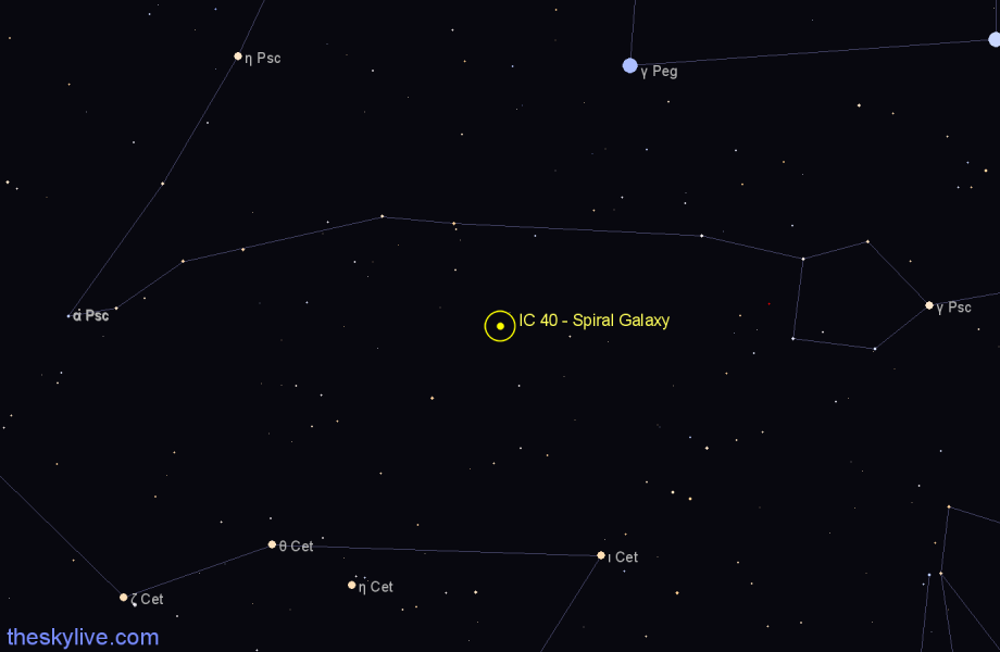 Finder chart IC 40 - Spiral Galaxy in Cetus star