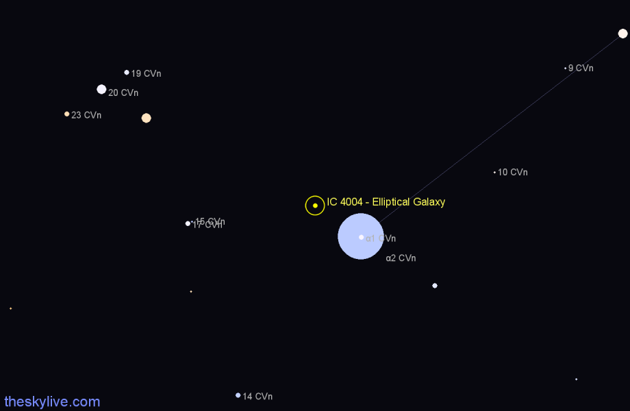 Finder chart IC 4004 - Elliptical Galaxy in Canes Venatici star