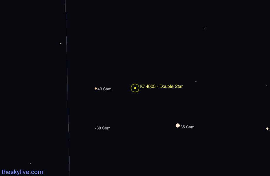 Finder chart IC 4005 - Double Star in Coma Berenices star