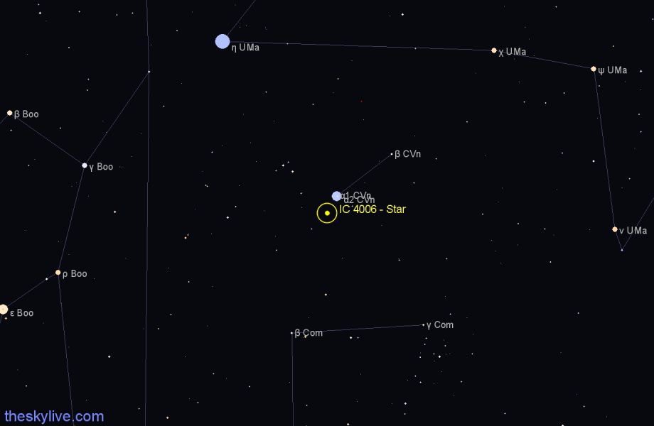 Finder chart IC 4006 - Star in Canes Venatici star