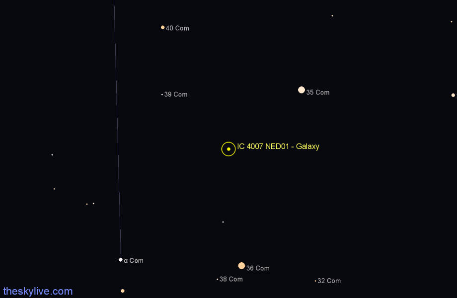 Finder chart IC 4007 NED01 - Galaxy in Coma Berenices star