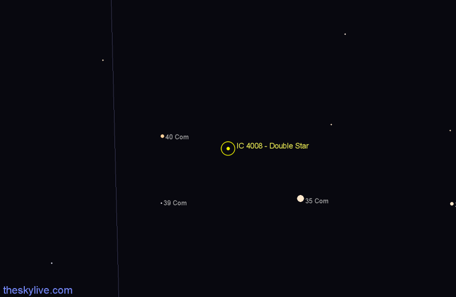 Finder chart IC 4008 - Double Star in Coma Berenices star
