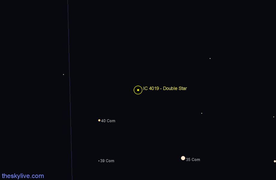 Finder chart IC 4019 - Double Star in Coma Berenices star