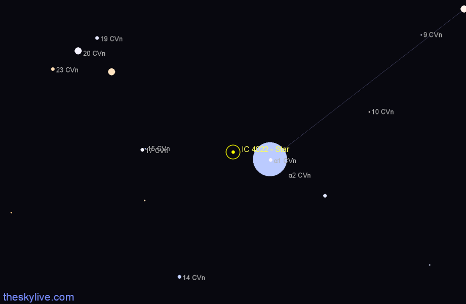 Finder chart IC 4022 - Star in Canes Venatici star