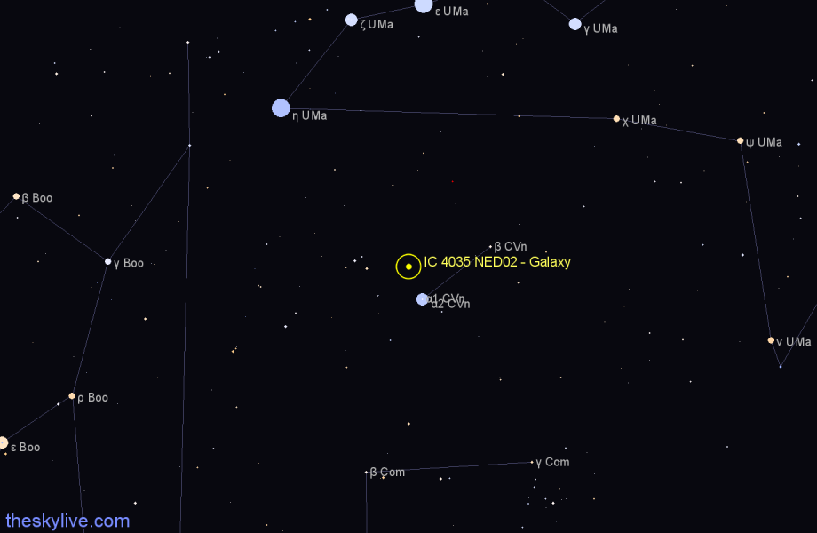 Finder chart IC 4035 NED02 - Galaxy in Canes Venatici star