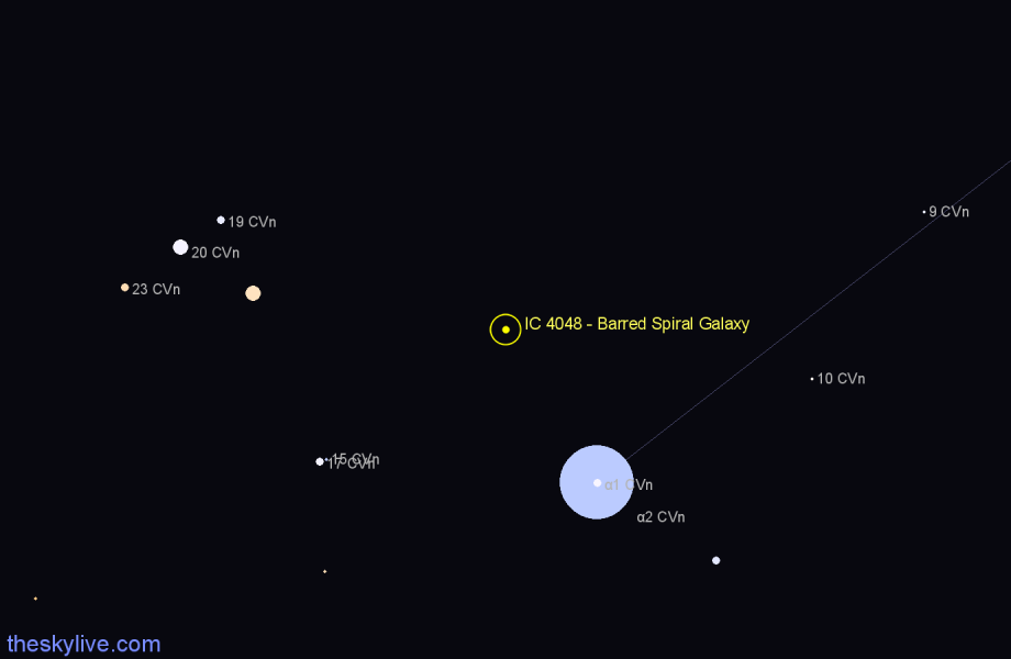 Finder chart IC 4048 - Barred Spiral Galaxy in Canes Venatici star