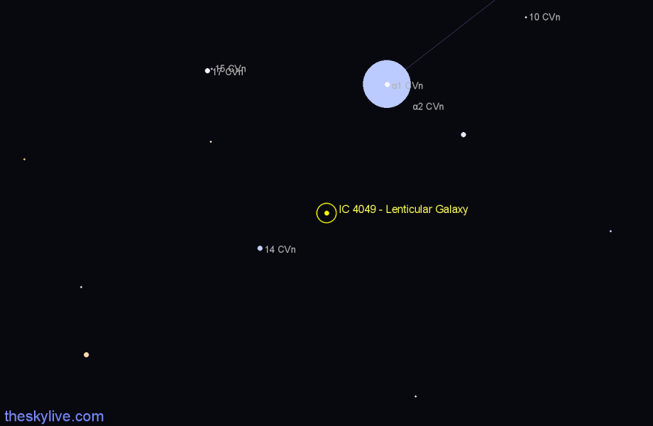 Finder chart IC 4049 - Lenticular Galaxy in Canes Venatici star