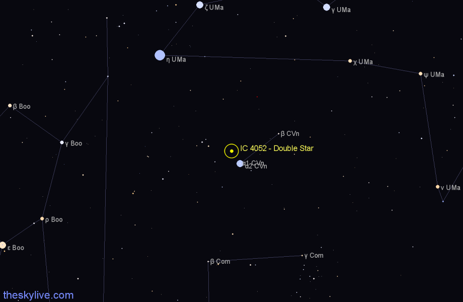 Finder chart IC 4052 - Double Star in Canes Venatici star