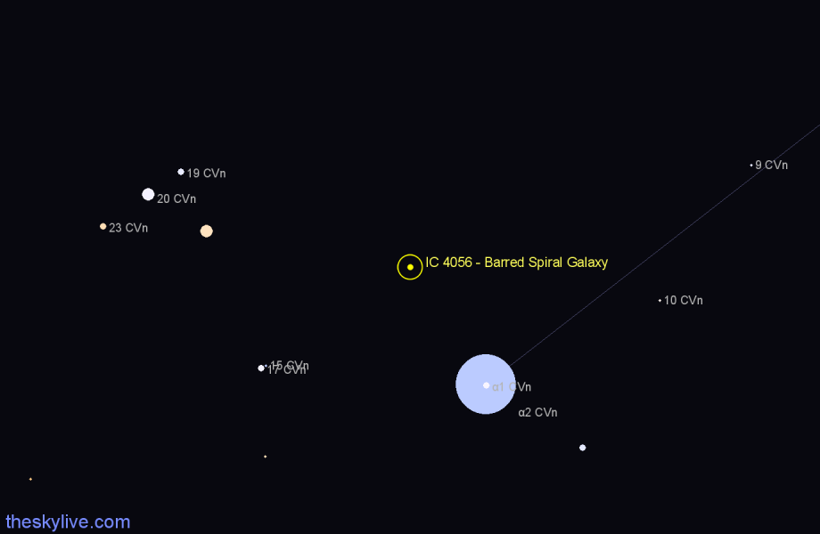Finder chart IC 4056 - Barred Spiral Galaxy in Canes Venatici star