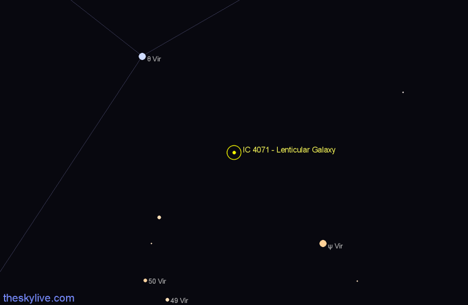 Finder chart IC 4071 - Lenticular Galaxy in Virgo star