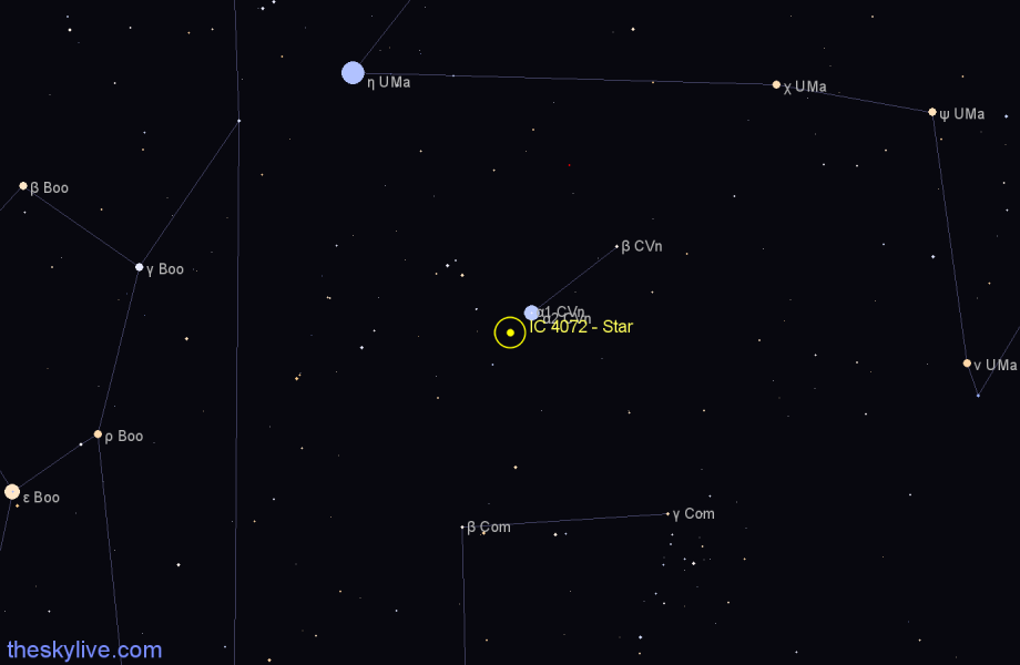 Finder chart IC 4072 - Star in Canes Venatici star