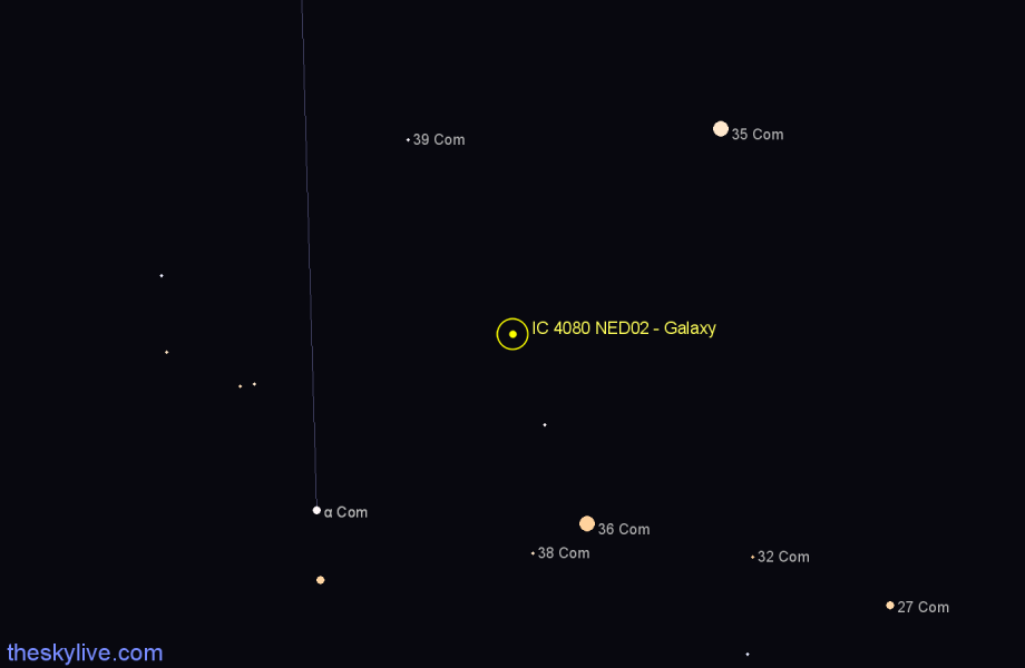 Finder chart IC 4080 NED02 - Galaxy in Coma Berenices star