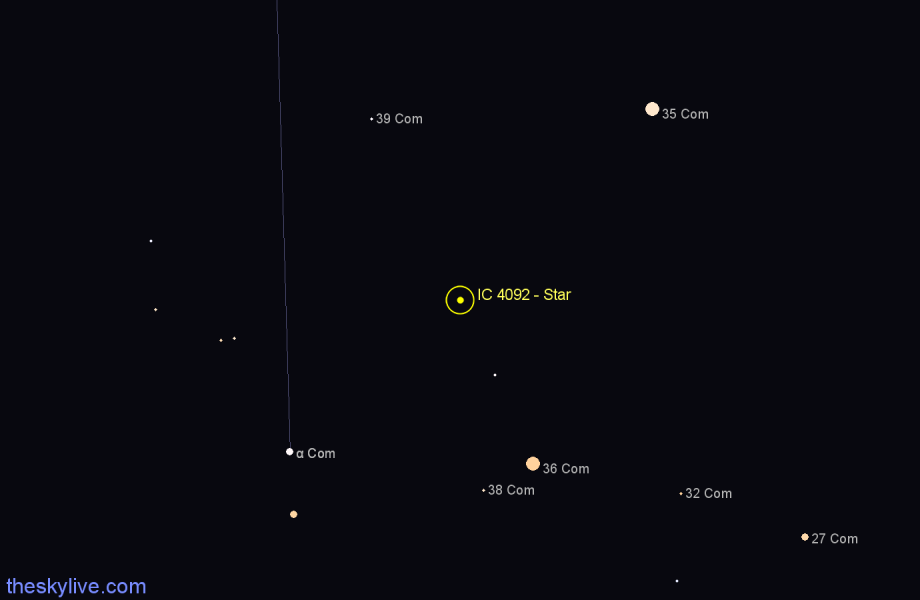 Finder chart IC 4092 - Star in Coma Berenices star