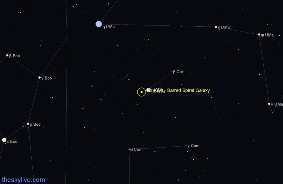 Finder chart IC 4098 - Barred Spiral Galaxy in Canes Venatici star