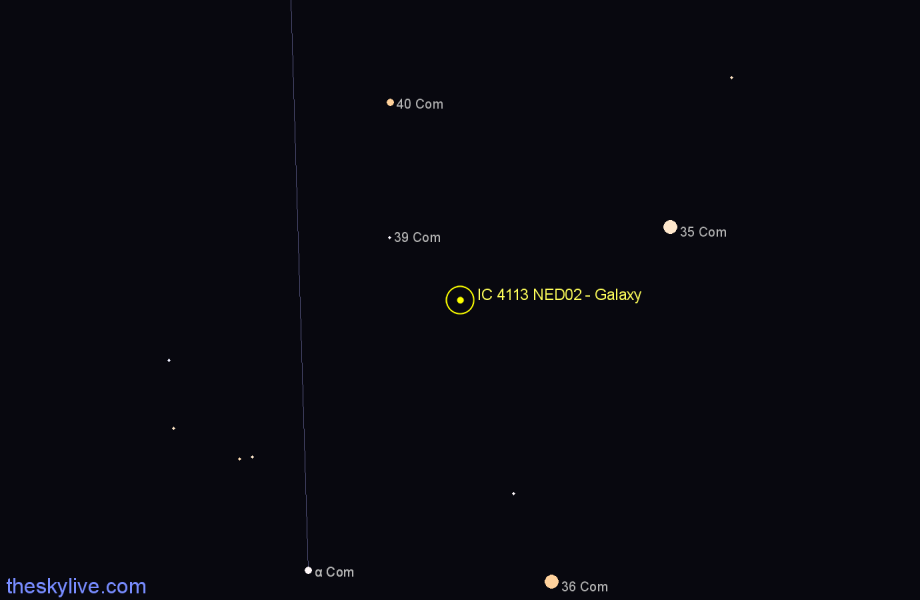 Finder chart IC 4113 NED02 - Galaxy in Coma Berenices star