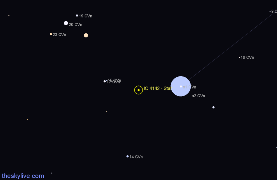 Finder chart IC 4142 - Star in Canes Venatici star