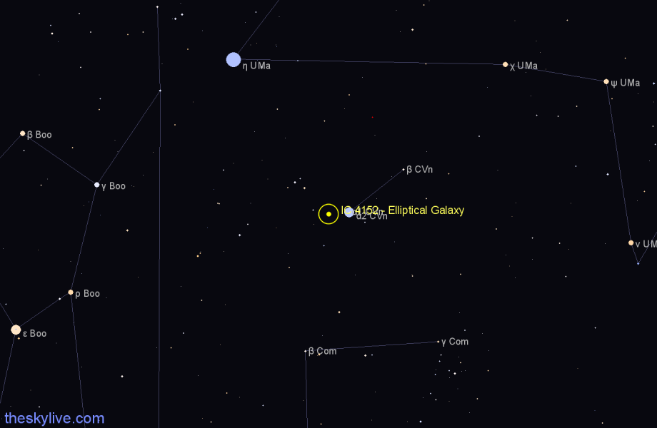 Finder chart IC 4152 - Elliptical Galaxy in Canes Venatici star