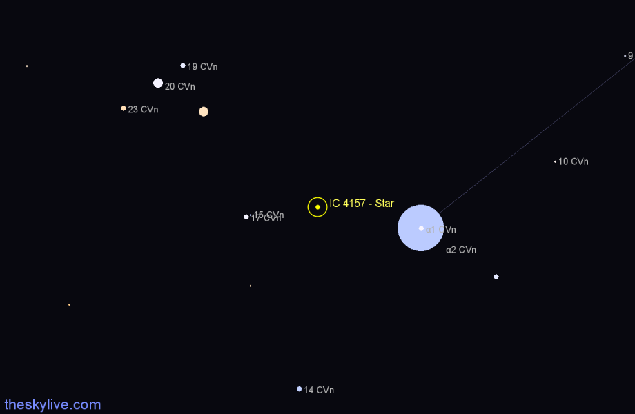 Finder chart IC 4157 - Star in Canes Venatici star