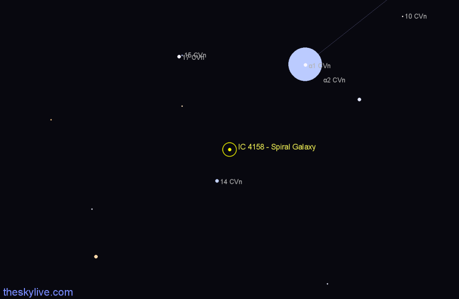 Finder chart IC 4158 - Spiral Galaxy in Canes Venatici star