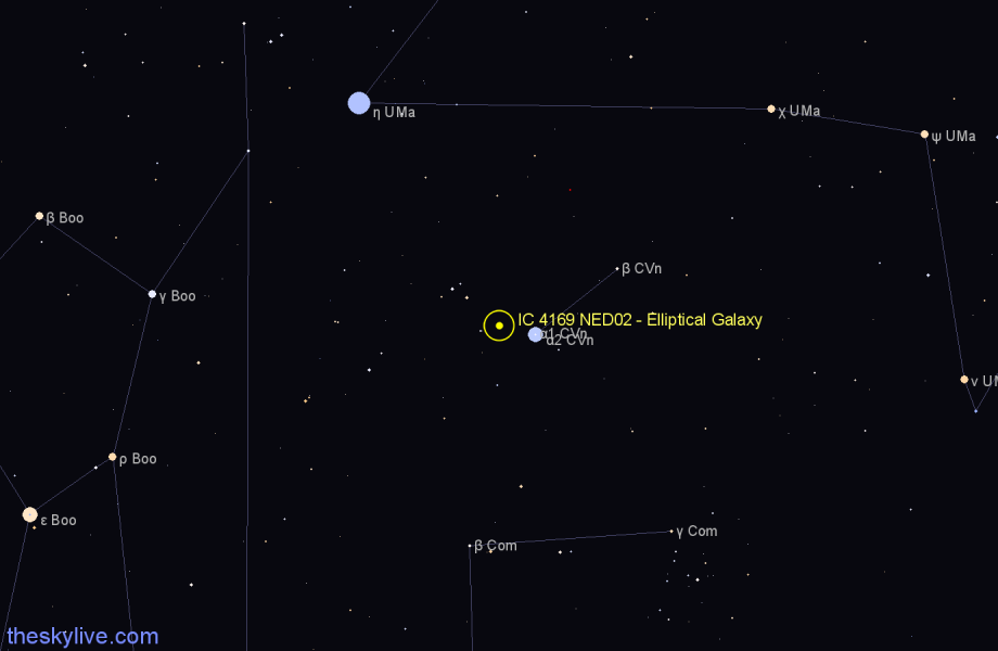 Finder chart IC 4169 NED02 - Elliptical Galaxy in Canes Venatici star