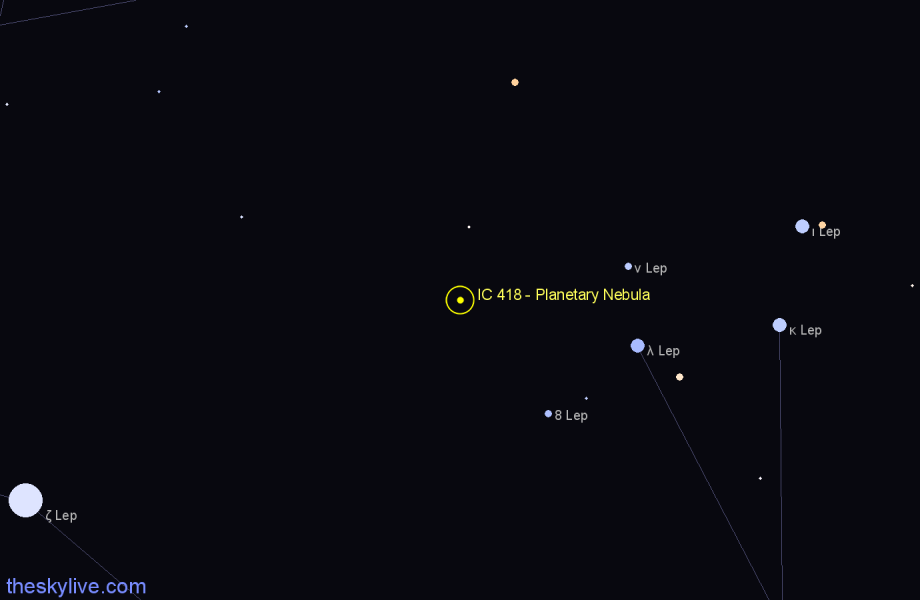 Finder chart IC 418 - Planetary Nebula in Lepus star