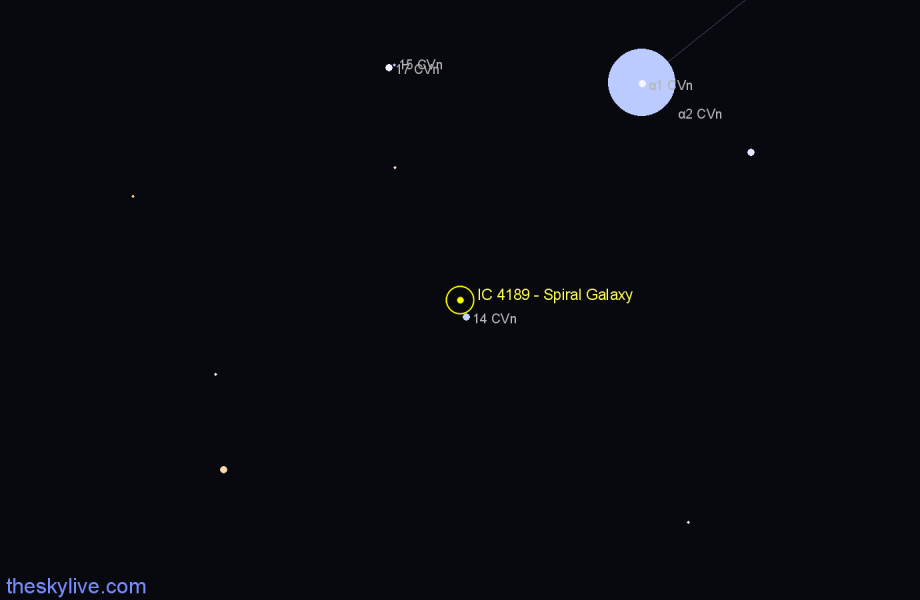 Finder chart IC 4189 - Spiral Galaxy in Canes Venatici star