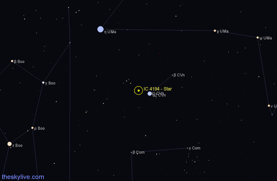 Finder chart IC 4194 - Star in Canes Venatici star