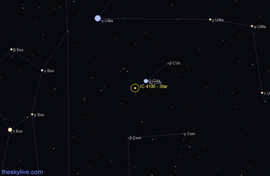 Finder chart IC 4195 - Star in Canes Venatici star