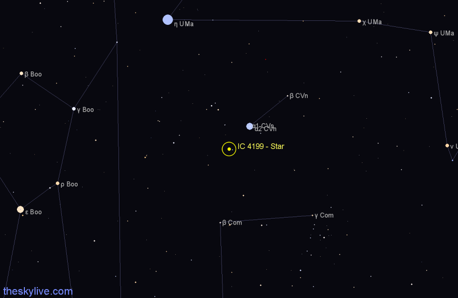 Finder chart IC 4199 - Star in Canes Venatici star
