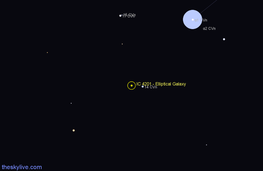 Finder chart IC 4201 - Elliptical Galaxy in Canes Venatici star