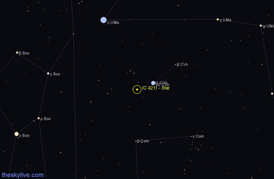 Finder chart IC 4211 - Star in Canes Venatici star