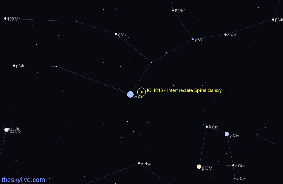 Finder chart IC 4216 - Intermediate Spiral Galaxy in Virgo star