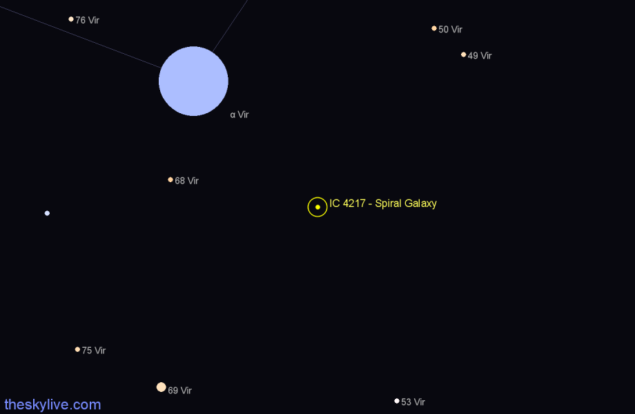 Finder chart IC 4217 - Spiral Galaxy in Virgo star