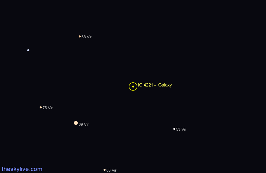 Finder chart IC 4221 - Galaxy in Virgo star