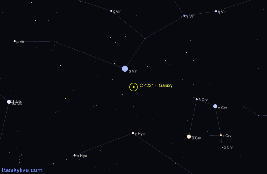 Finder chart IC 4221 -  Galaxy in Virgo star